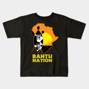 Bantu Nation Africa Zulu Shield Safari African Sunset Kids T-Shirt